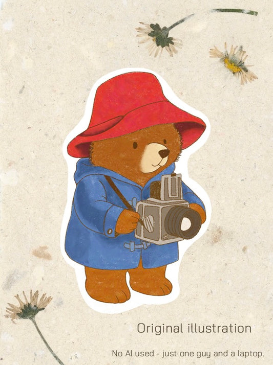 Paddington holding Hasselblad - FSC® certified Sticker